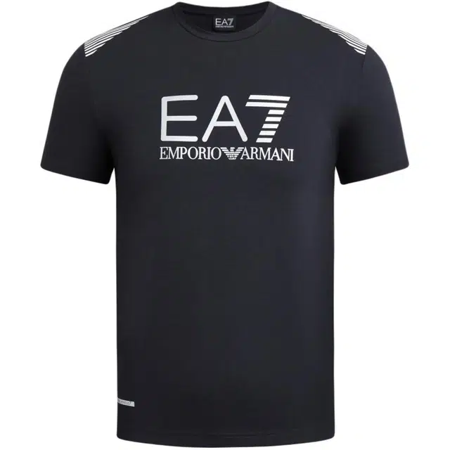 Emporio Armani EA7 SS24 Letter Print Crew Neck T-Shirt Navy Blue