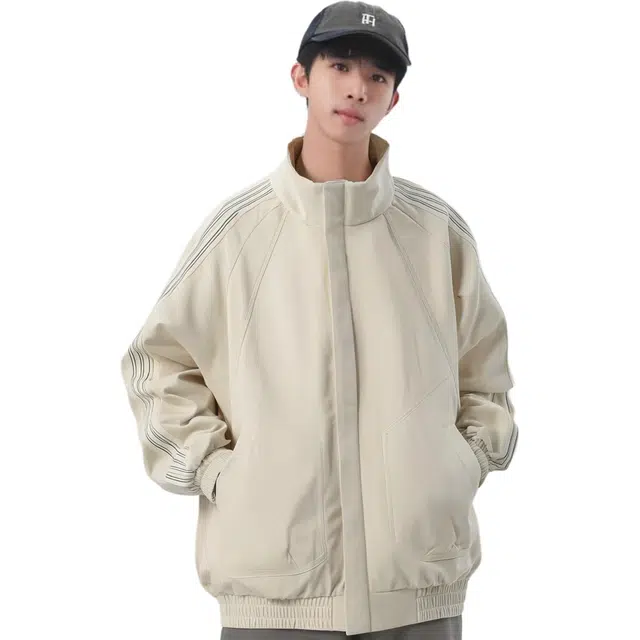 太子龍 美式高街潮流百搭拼接立领设计夹克 男女同款