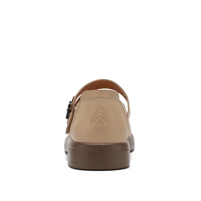 足力健 合成革牛剖层革 经典 优雅  复古 舒适 简约 百搭 时尚休闲皮鞋 妈妈鞋 女