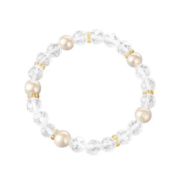 千叶珠宝 纯净月光#好运天然 白水晶 手串 女款