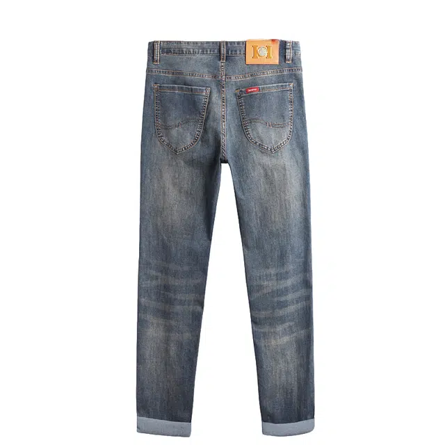 特斯型 高档男士复古潮牌韩版修身弹力小脚裤休闲百搭长裤九分裤牛仔裤 男款