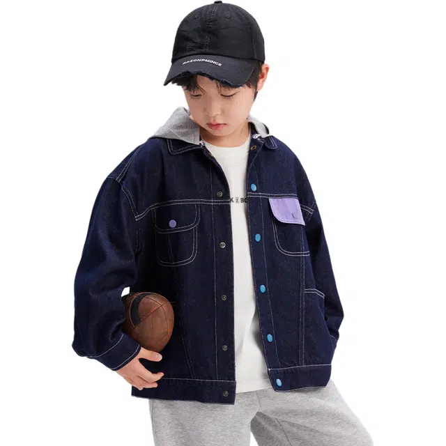 左西可拆卸连帽外套上装 户外假两件软牛仔 固色工艺防褪色 耐磨不变形 儿童款