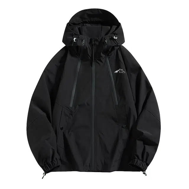 赛琪 户外解构拼接撞色连帽登山徒步休闲运动防风防水透气单层长袖机能工装美式复古宽松夹克外套 男女同款