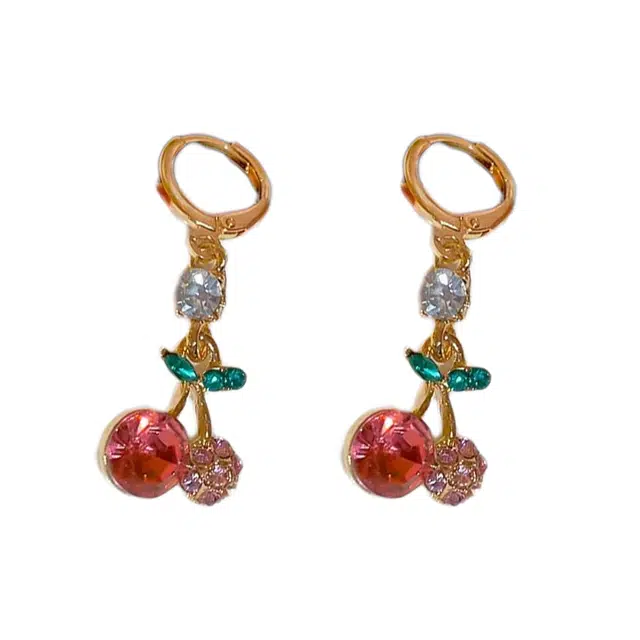 澜耀 樱桃流苏耳坠 时尚气质甜美个性高级感百搭耳饰 合金 耳环 女款