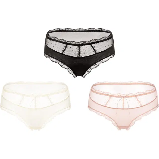 小甜崽 蕾丝缎面低腰性感三角内裤 女款