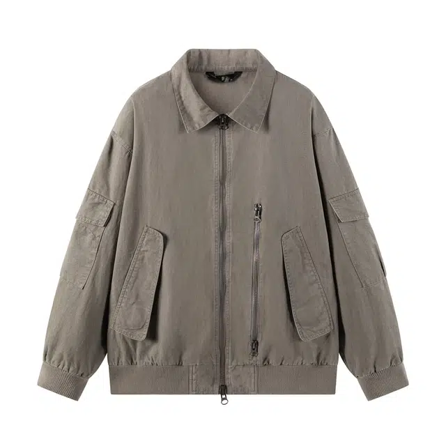 艾梵斯贝 美式复古潮流翻领简约工装设计款行政日常通勤百搭潮酷高街风宽松休闲时尚商务高级感纯棉上衣外套夹克 男款