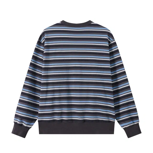 江南先生 公园私奔计划条纹爱心标刺绣三角领子宽松百搭舒适秋冬情侣外套卫衣 男女同款