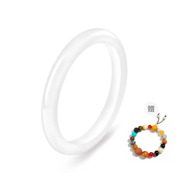 【甄选品质】 珍·尚银 中国黄金 白月光玉镯 新中式古风显白水润气质素镯 小众轻奢镯子 旗袍汉服百搭氛围感礼盒装 女友  玉髓 手镯 女款