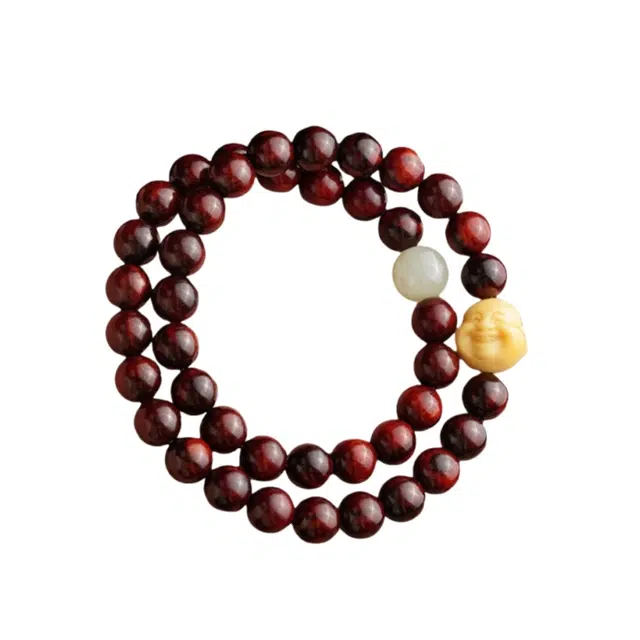 宣华意 【珍藏级】国潮民族风轻奢高端复古简约经典设计 手持文玩配饰 弥勒佛念珠 高品质原木老料#好运 紫檀属 手串 男女同款情侣款