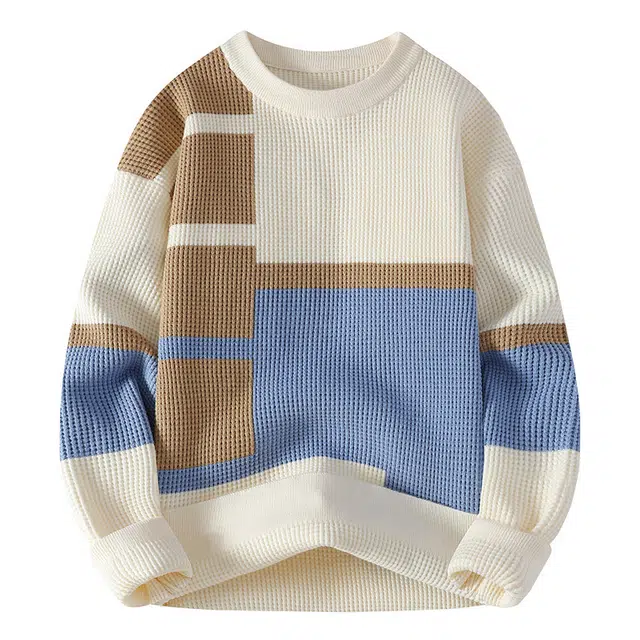 百胜狐 百胜狐撞色圆领男秋冬季青少年潮流宽松慵懒加厚保暖内搭针织衫 男款