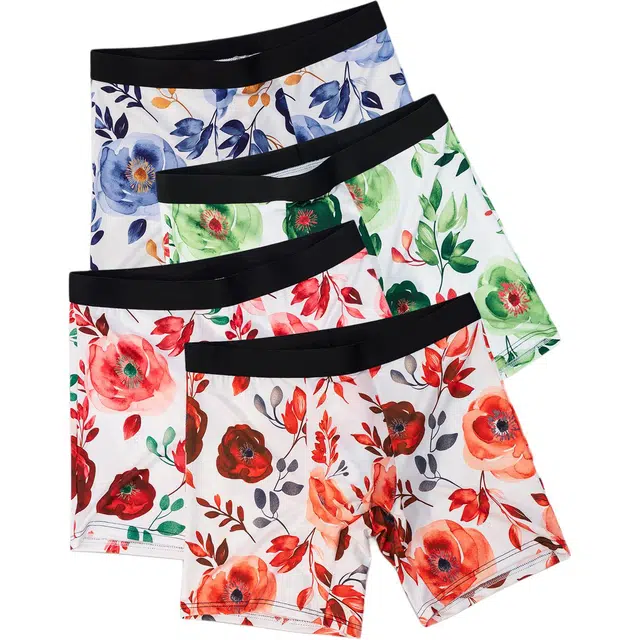 富贵鸟 多彩花卉图案轻薄透气活力速干平角内裤 男款