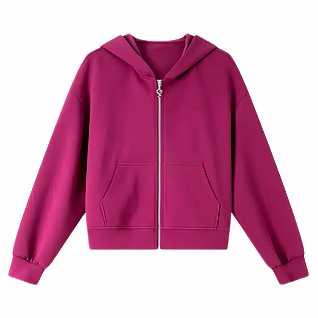 潞优野 优雅舒适连帽拉链显白长袖绣花开衫上衣时尚外套卫衣 女款