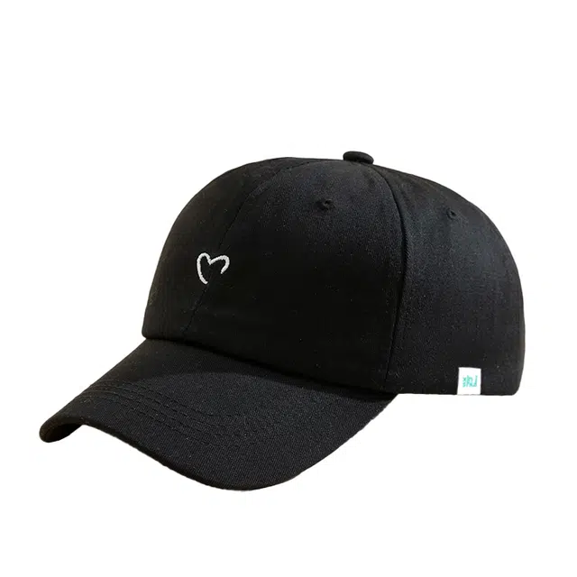 心水好物 韩式爱心刺绣简约纯色户外出行逛街百搭运动帽显脸小防晒 棉  鸭舌帽 男女同款情侣款