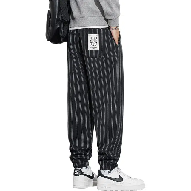 协协乐 美式复古条纹设计感男士春秋季哈伦束脚九分裤宽松工装运动卫裤秋冬潮牌青少年长裤休闲裤 男款