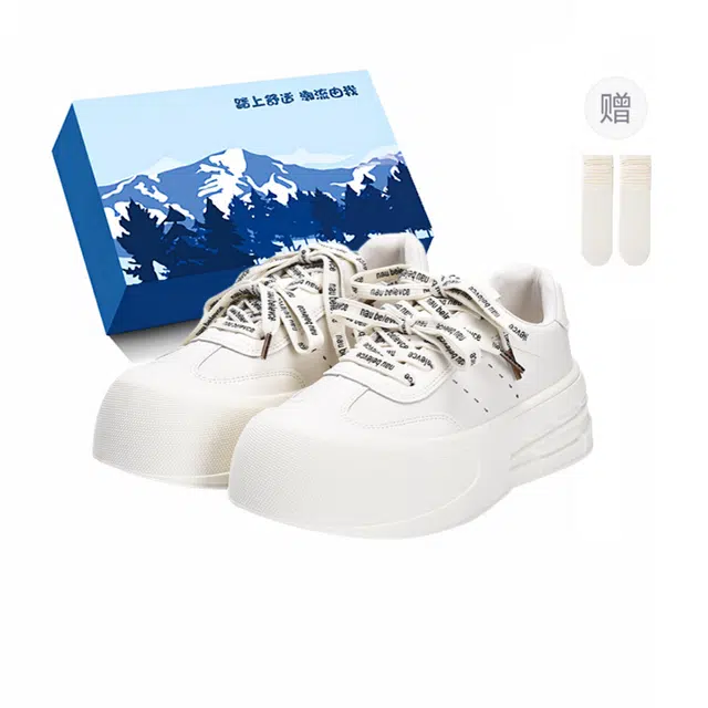 小鹿米利 韩版字母系带厚底运动显瘦小个子 防滑增高 低帮 板鞋 女