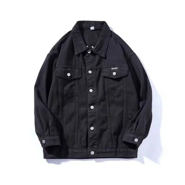 一碗士多 美式复古高街小众个性时尚简约百搭纯色拼接大口袋做旧水洗单排扣设计日常通勤宽松基础款夹克 男女同款