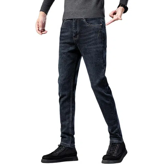 么宁 经典款重工水洗大牛复古弹力直筒裤舒适透气简约百搭耐穿耐磨休闲牛仔裤 男女同款