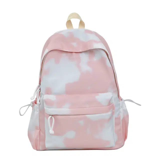單倉 高颜值扎染小清新时尚设计学院风背包初高中学生大容量轻便耐磨书包 尼龙 双肩包 常规 男女同款情侣款 粉色/蓝色/黄色/绿色/黑色