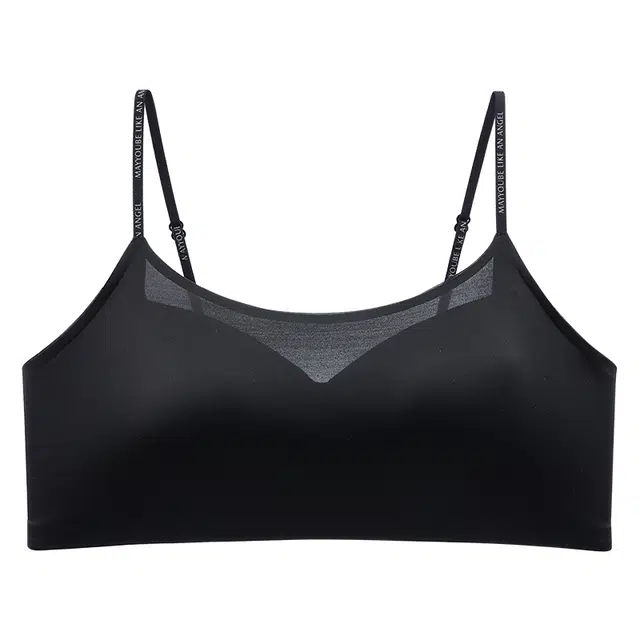 二三二三 亲肤柔软时尚字母内衣隐形无痕透气不闷汗裸感胸罩聚拢有型舒适防下垂收副乳美背潮流百搭日常无钢圈运动文胸 女款