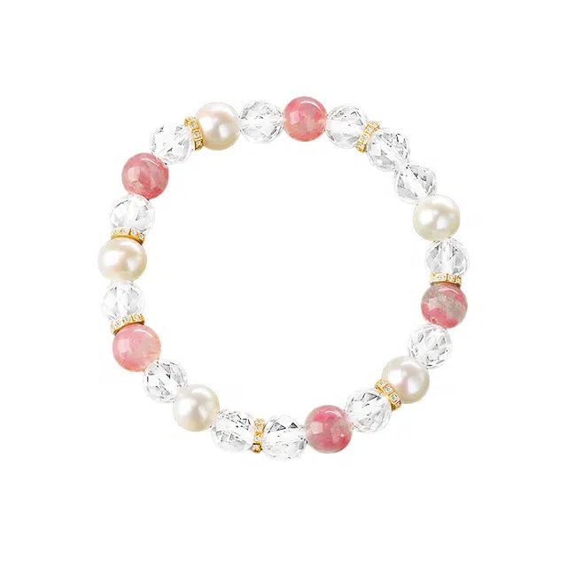 千叶珠宝 点彩粉黛时尚百搭#好运天然 白水晶 手串 女款