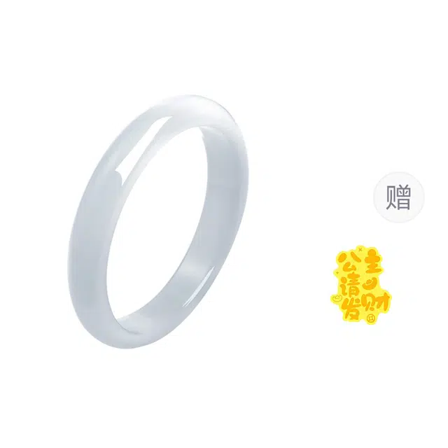 周百福 白月光猫眼石 复古国潮新中式雾霾蓝清透古风清冷感汉服旗袍贵妃镯 温婉大气素圈叮当镯 闺蜜款 琉璃 玉石手镯 女款