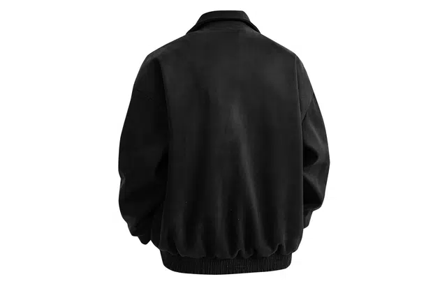 宜而爽 美式高街复古潮牌哥特字母设计感印花麂皮绒工艺宽松休闲舒适百搭教练工装单排扣长袖翻领夹克外套 男女同款