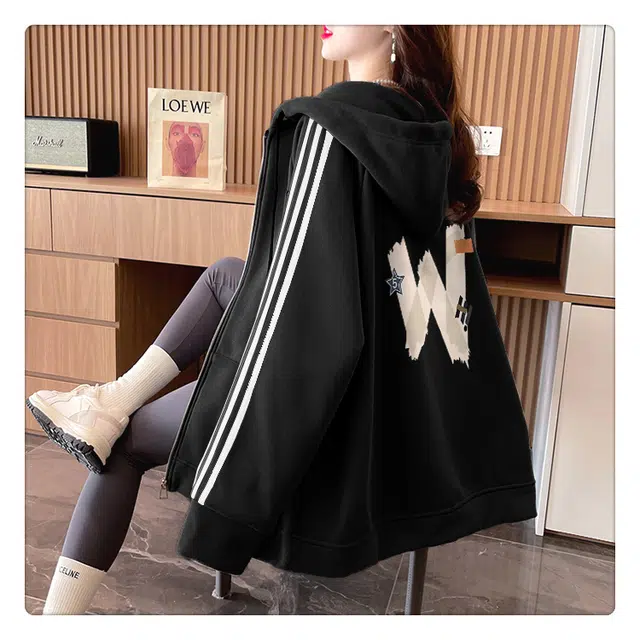 丝絮丝绸 学院风时尚通勤款连帽开衫外套卫衣 女款