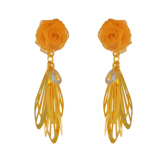 澜耀 布艺花钻坠翅膀耳坠 日韩甜美小众设计高级感百搭耳饰 合金 耳环 女款