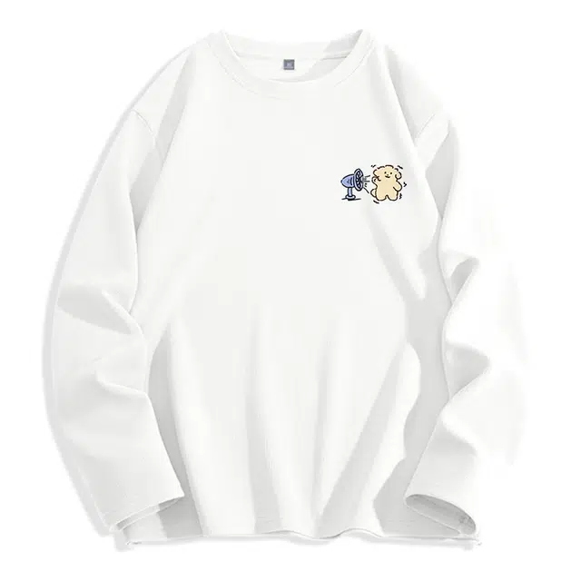 棉致 凉快小狗涂鸦潮流复古百搭华夫格肌理感抗皱易打理柔软亲肤日常通勤舒适上衣长袖卫衣 男女同款