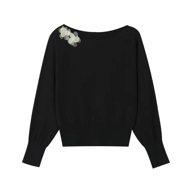 柳絮自制 浪漫手工钉花通勤简约舒适长袖针织衫 女款