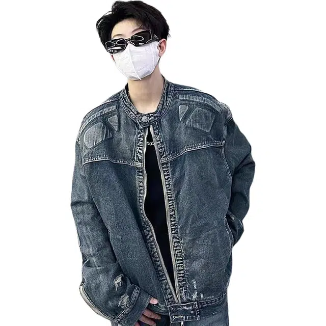 徐百货 美式高街潮牌百搭休闲外套春秋潮流复古异形机甲高级感夹克 男女同款