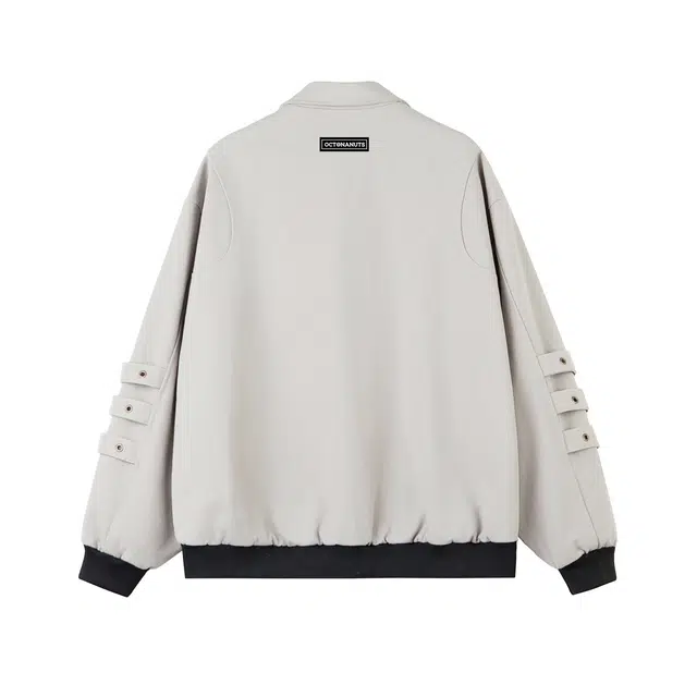 海底小纵队 美式复古简约纯色户外工装拼接设计感时尚百搭宽松休闲翻领落肩长袖潮男痞帅运动防风耐磨飞行员外套夹克 男女同款