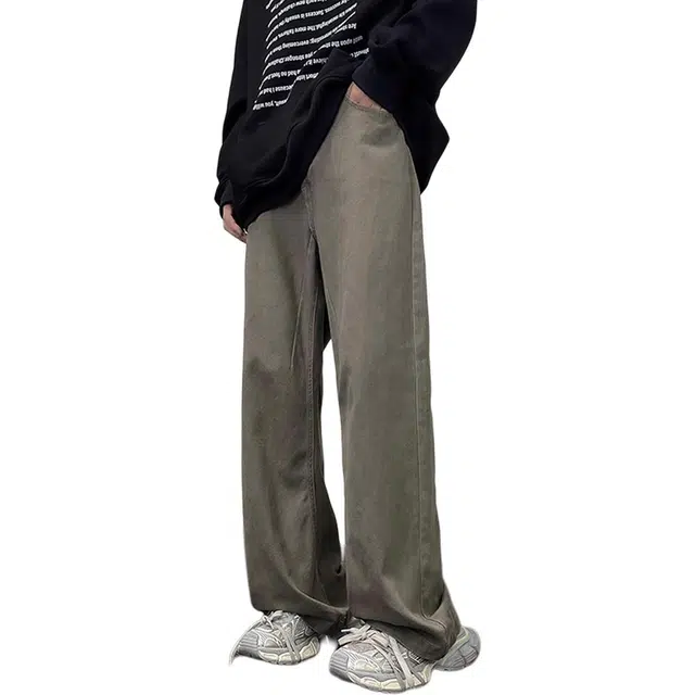 徐百货 美式复古宽松直筒休闲长裤潮牌高街百搭阔腿子潮流舒适牛仔裤 男女同款