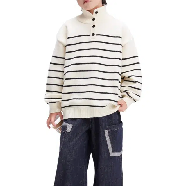 左西毛衣 立领条纹针织柔软 儿童款