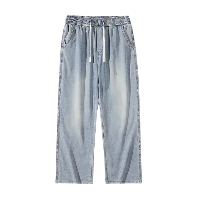 童先森 纯色系带休闲牛仔裤 男款