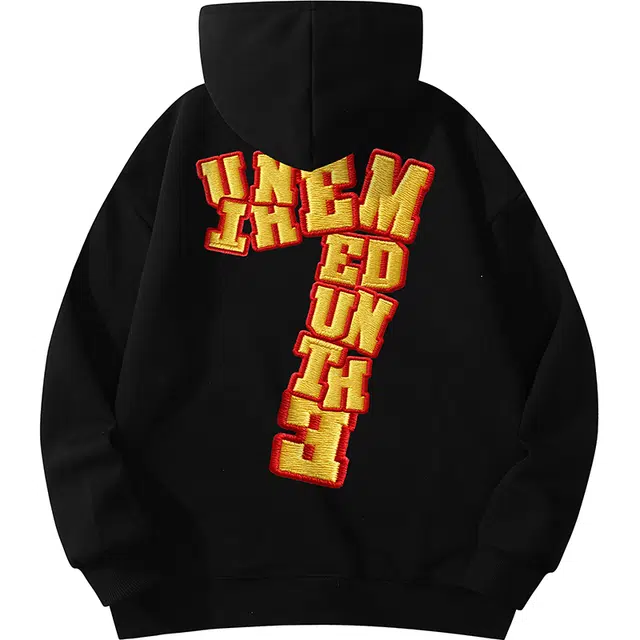 UNthemed 3D Embroidered Hoodie 7 Letter Print