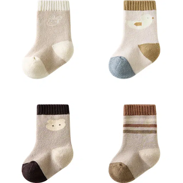 童泰 宝宝中筒袜男童加厚毛圈袜女童无骨袜头可爱宽口袜袜子婴幼童