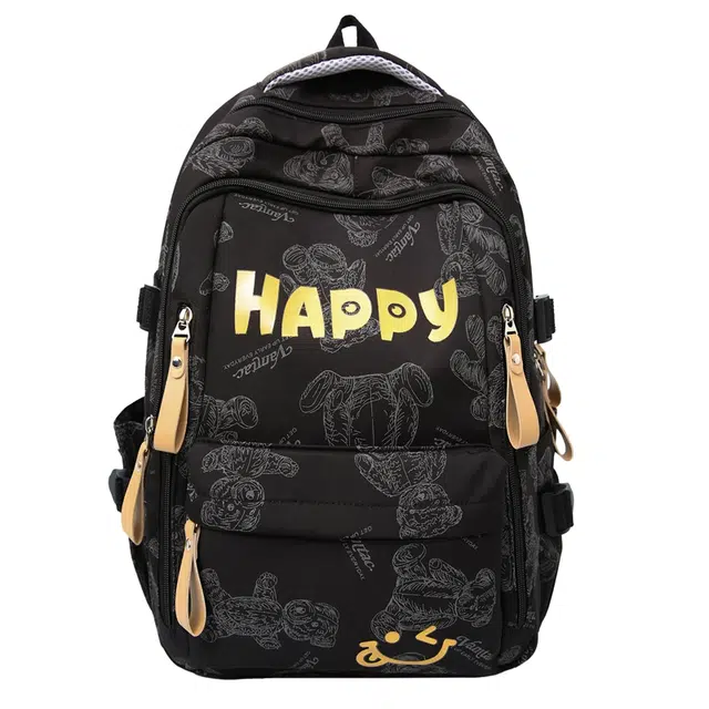 德力熊 简约字母印花熊大容量百搭旅行电脑包 尼龙 双肩包 常规 男女同款情侣款 多色