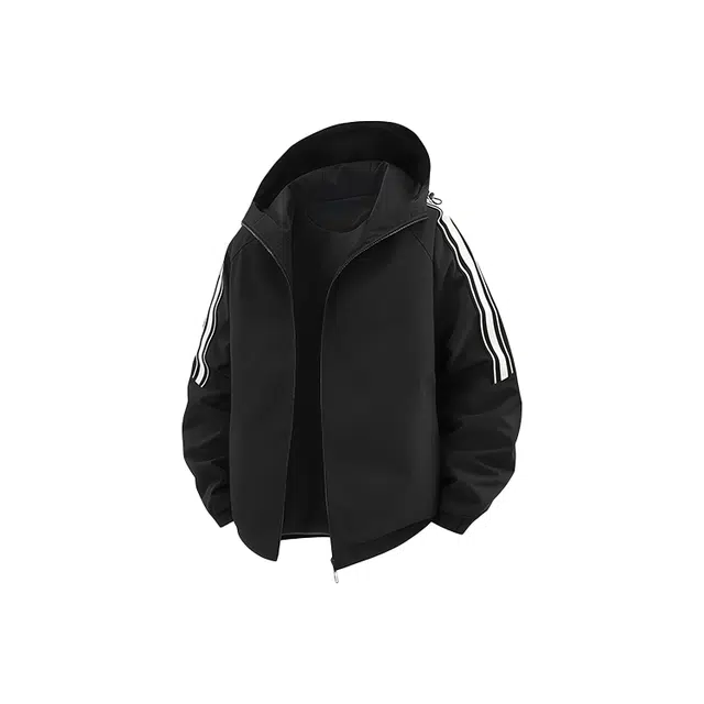 红豆 连帽条纹拼接防风百搭经典夹克外套 男款