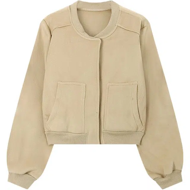 木清清 秋季外套女高级感毛呢单排扣棒球服气质短款宽松休闲上衣潮夹克 女款