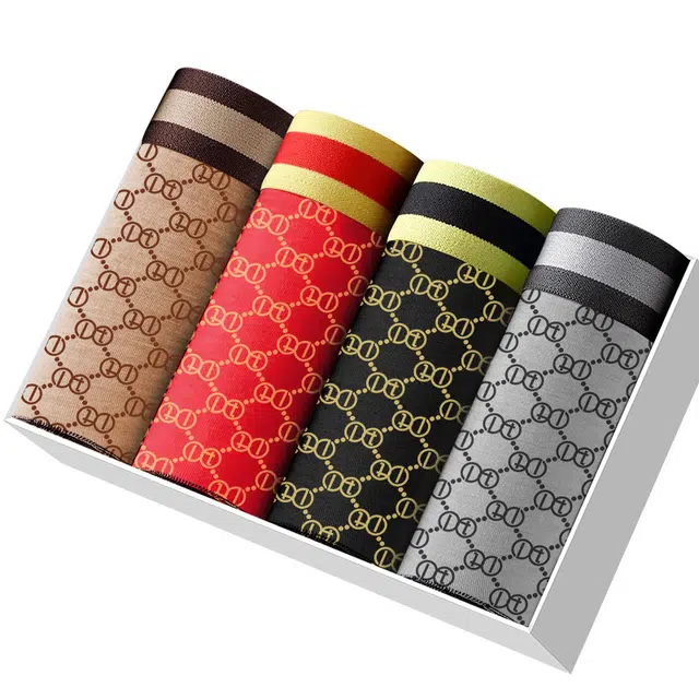 富贵鸟 时尚抗菌中腰设计透气舒适平角内裤 男款