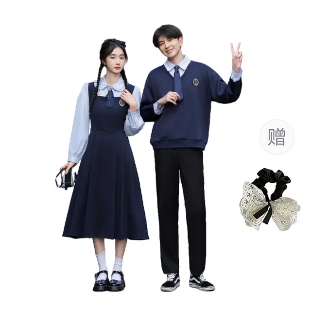 涂诗菲 韩版学院风长袖连衣裙气质百搭个性设计感针织衫情侣套装