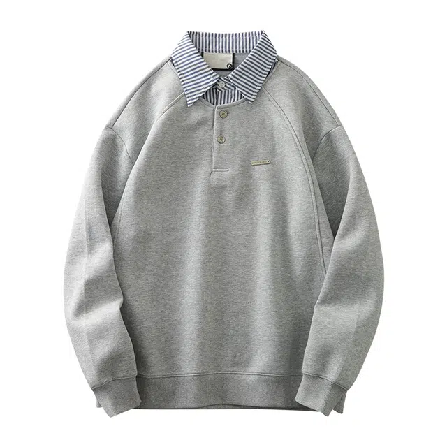 杜克恩 日系重磅衬衫设计感小众宽松拼接翻领外套秋季休闲潮流百搭长袖卫衣 男女同款