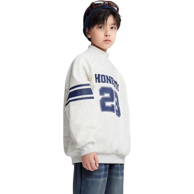 左西卫衣 亲肤保暖加绒字母圆领 儿童款