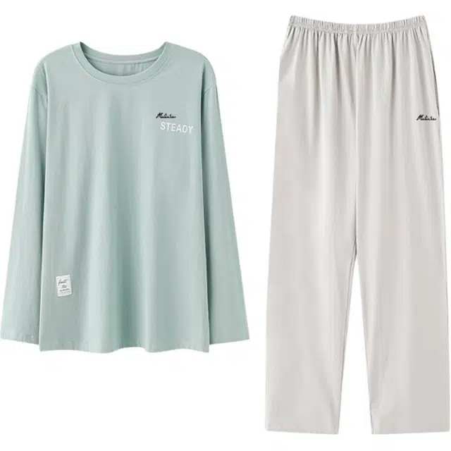 木林森 印花经典版型轻薄凉感垂顺不易皱长袖长裤居家睡衣套装 男款