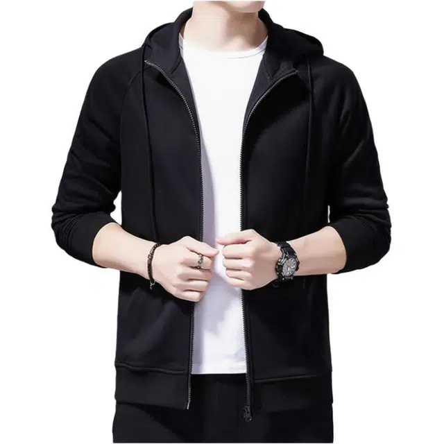 太子龍 春秋纯色高棉运动休闲拉链开衫夹克外套 男款