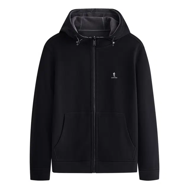 与狼共舞 双面穿轻奢羊毛暖绒内里柔滑弹力舒适时尚纯色连帽夹克外套 男款