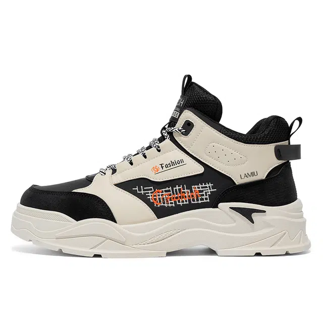 兰缪 英伦风工装时尚百搭休闲马丁靴 小个子厚底增高 轻便软底舒适 户外通勤工作鞋子 痞帅潮酷穿搭 减震包裹性耐磨 高帮 老爹鞋 男款