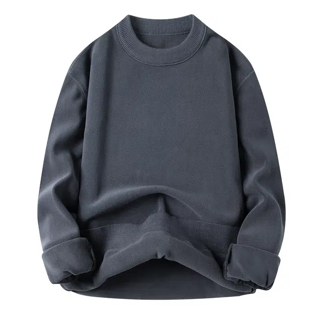 卡丹狄诺 保暖系列 双面奥粒绒加绒加厚内搭软糯亲肤舒适修身运动户外休闲弹力纯色长袖圆领针织衫男日常基础款卫衣 男女同款