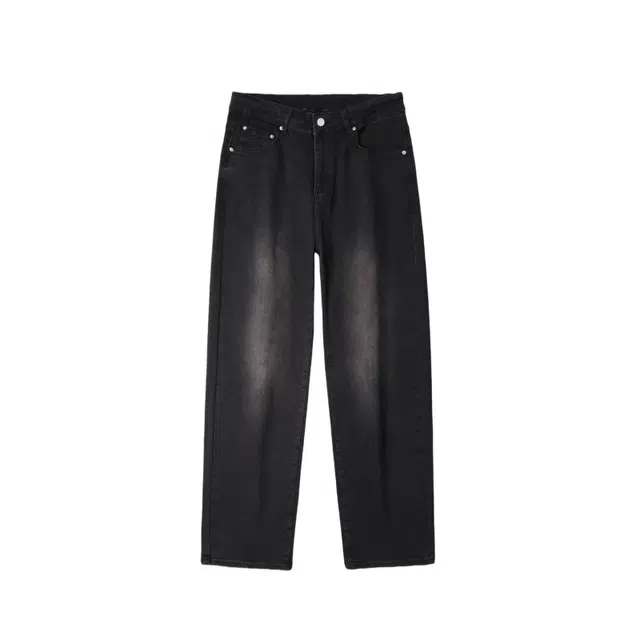 假日伯爵 美式复古高街水洗磨白弹力柔软不硬休闲潮流时尚中腰阔腿男士长裤牛仔裤 男款